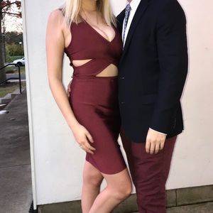 Bodycon Midi Dress Maroon